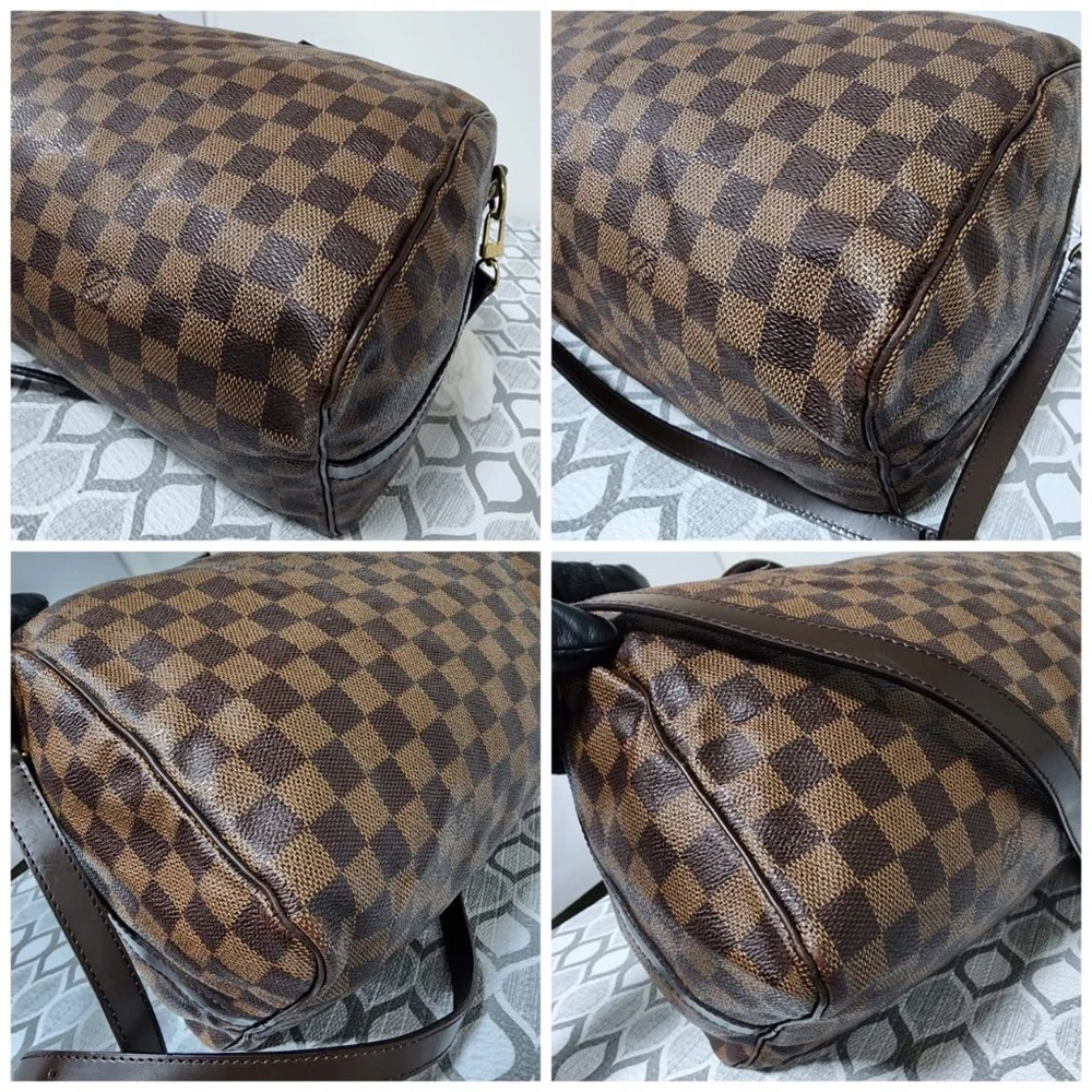 Authentic LOUIS VUITTON Damier Canvas Speedy Bandouliere 35 Bag Brown